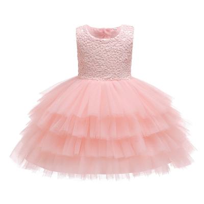 China B-8039 New Arrival Regular Girls Dress Designs Birthday Pageant Dress Kids Love Floral Cake Layered Dress for sale