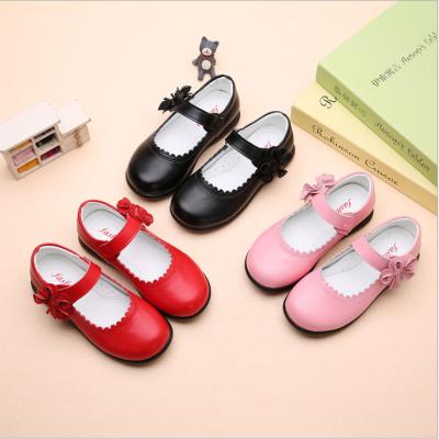 China New S003 Leather Children Anti-slippery Shoes Princess Non-slip Beautiful Flower Kids Little Girls Shoes for sale