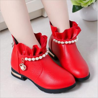 China S101 Korean Hot Selling Anti-slippery Pearl Boots Soft Bottom Boots Girl's New Autumn Winter Cute Baby Children's Soft Bottom Boots for sale