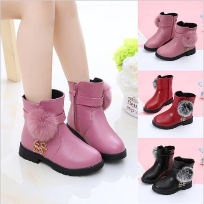 China B688 Wholesale Designer Anti-slippery Children's Short Boots Kids Dress Princess Fancy Velvet Little Girl Plush Warm Boots for sale