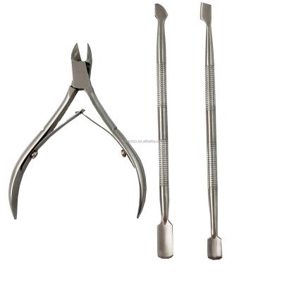 China Promotion Gift Set 3 Pieces Cuticle Pushers Stainless Steel Cuticle Nippers for sale