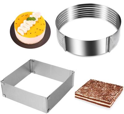 China Stainless Steel Viable Baking Mousse Ring Decoration Adjustable Cake Molds for sale