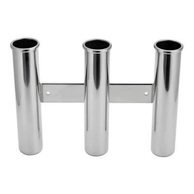 China 316 Stainless Steel Boat Accessories 316 Stainless Steel Mirror Polished 3 Rod Fish Holder For Yacht for sale