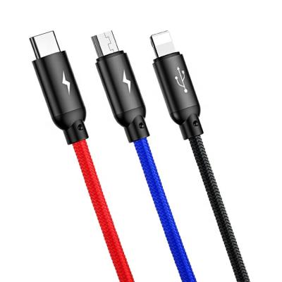 China 3in1 / Mini / Direct Charging / Baseus Three Primary Colors 3-in-1 Portable USB Cable for sale