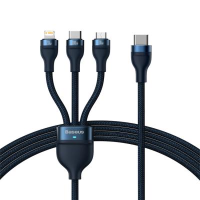 China Baseus Convenient Flash One-for-Three Series II Fast Charging Cable Type-C to M+L+C 100W 1.5m BLUE for sale