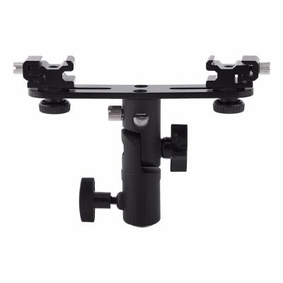 China Factory Wholesale Aluminum Alloy Instant Light Double Hot Shoe Umbrella Stand Bracket for Camera Photo Video Photography for sale