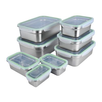 China Freshness Preservation Food Grade Stainless Steel Bento Leakproof Lunch Box Crisper Food Storage Container for sale