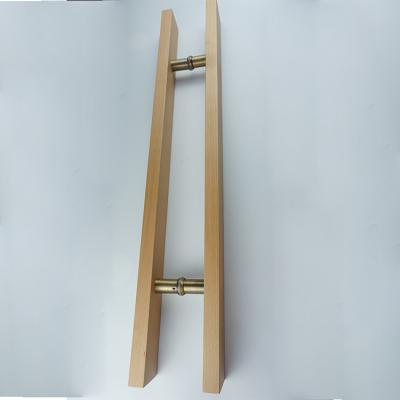 China Large Gold Modern Luxury Matte Front Sliding Stainless Steel Glass Door Black Brass Wood Handle for sale