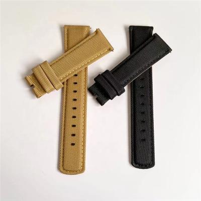 China High Quality Custom Square Tail Sailcloth Quick Cloth Fabric Padded Watch Band Leather Strap 18 19 20 21 22 24mm for sale