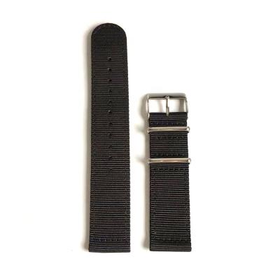 China Classic Black Fabric Logo Watch Strap Custom Quality Good Woven Tubular Nylon Band 16 NATO Watch Hand Band 2 Pieces 18 20 22 24 26mm for sale