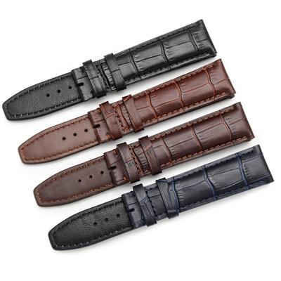 China High Quality Custom Made Different Color Leather 18 Crocodile Alligator Cowhide Genuine Leather Watch Strap 20 22 24mm With Different Tail for sale