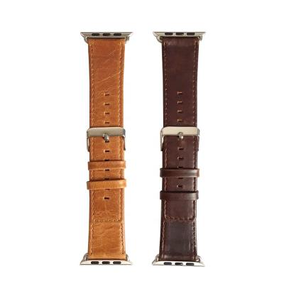 China Vintage Custom Different Square Oil Tail Replacement Replacement Watch Band Colors Genuine Leather Watchband For Apple Watch 38 40 41 42 44 45mm for sale