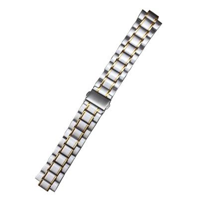 China High Quality Replacement 304 Stainless Steel PVD Gold Stainless Steel 5 Bead Two Tone Silver Cheap Metal Link Watch Strap 12 14 16 18 20 22 24mm for sale