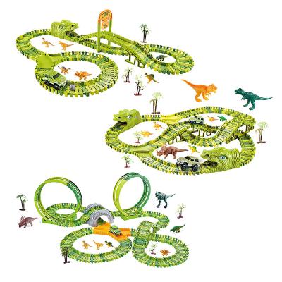 China Electric Car Toy Children Educational Play Toy Amazon Best Selling Dinosaur Racetrack Railroad Track Sets Slot 120/260/320 PCS Track Toy for sale