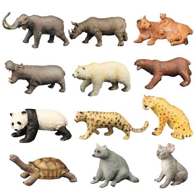 China Realistic Animal Model Set Panda Elephant Lion Tiger Wild Animals Wholesale Vinyl Stuffed Cotton Vinyl Toy For Kids for sale