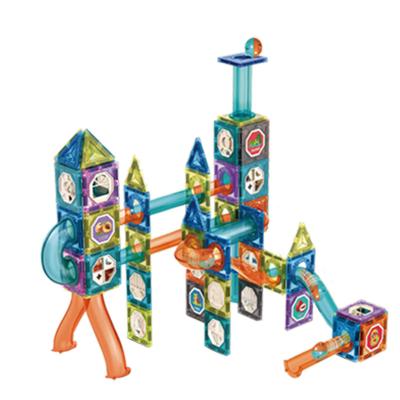 China Toy Hot Selling For Kids DIY Tiles Building Block Set Magnetic Track Game Building Learning Toys With Running Ball STEM Education Magnet Toy for sale