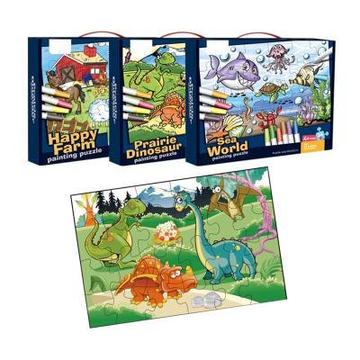 China Cartoon Toy Jigsaw Puzzles Manufacturers Children's Drawing Puzzle Set Children's Intelligence Education DIY Painting Animal Puzzles Mat Toys for sale