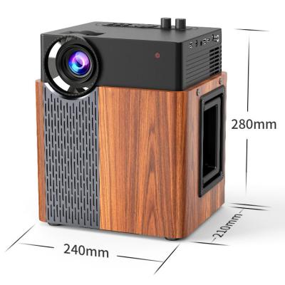 China 200 ANSI 2022 Lumens Wireless Cube Wood Grain Project Er For Home Theater Projector With Speaker And Microphone for sale