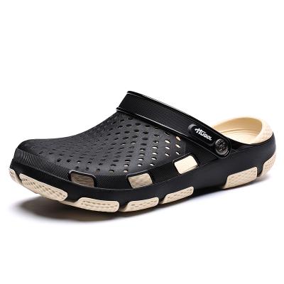 China Wholesale Flat Men's Slippers Waterproof Hollow Hole Shoes Outlet Beach Sandals Outdoor Slides for sale