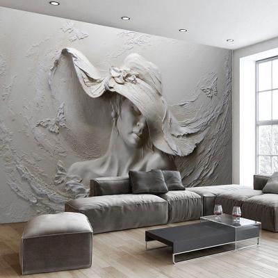 China European Living Room Bedroom Sofa Background Silk Cloth Customization Mural Wallpaper Carve PVC 3D Self Adhesive Printable for sale