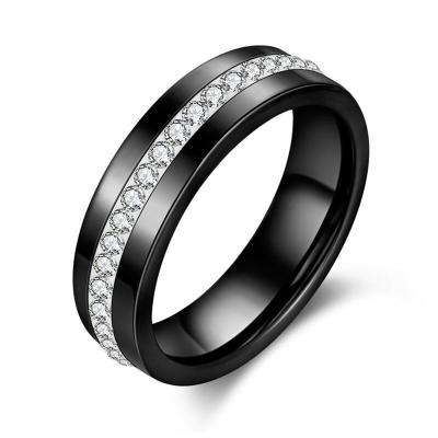 China Simple Style Black and White High Quality CLASSIC Simply Crystal Ceramic Rings on HOT SALE New Design Women's Rings for sale