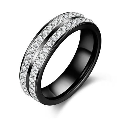 China Simple style black and white CLASSIC simply Crystal Ceramic Rings on HOT SALE of new design women for sale