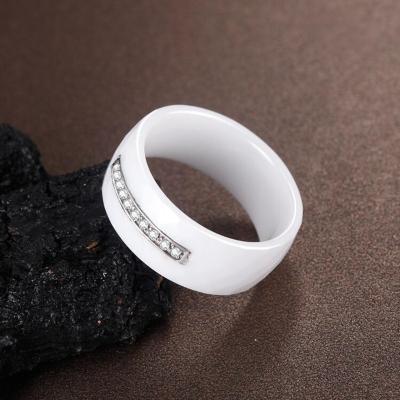 China CLASSIC Zircon Women's Black White Ceramic Finger Ring Jewelry Accessories for sale