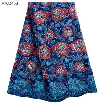 China 2021Traditional African Sustainable Lace Fabric With Inspried Flower Embroidery Lace Cotton Dry Lace In Switerland Sew For Dress Dress 2453 for sale