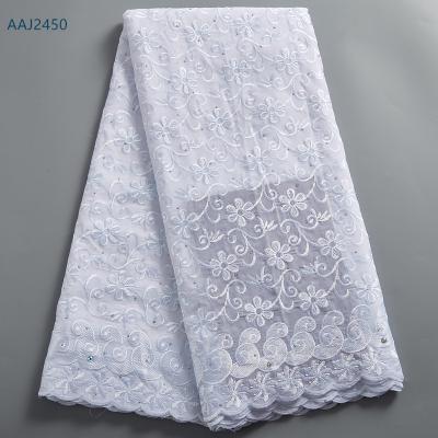 China New Arrival Viable African Embroidery Lace Fabric Swiss Free Ship Cotton Lace In Switzerland For Casual Casual Dress Material 2450 for sale