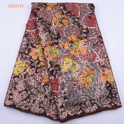 China New Ankara Design Anti-static Lace Fabric Wax Guipure Embroidered Lace For Wedding Dress Material African Wax Lace 2115 for sale