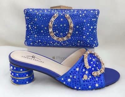 China New Italian Pumps Ladies Shoes and Bags to Match Decorated Set with Royal Blue Shoes and Rhinestones Bag for Nigeria Party for sale