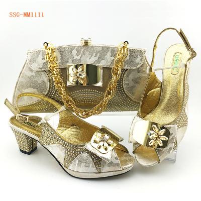 China Italian fashion trend ladies shoes and bag set evening shoes with matching bags women shoes gold color shoes MM1111 for sale