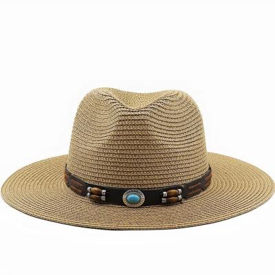 China Summer 100% Luxury Custom 60 Character Fedora Wholesale Wide Brim Straw Paper Unisex Sun Hats Panama Straw Hat Men Women for sale