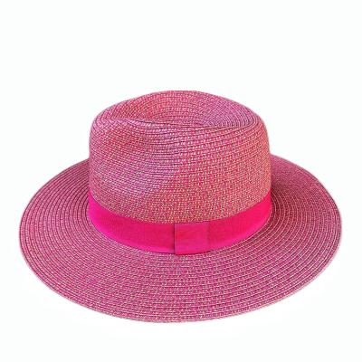 China Character Fashion Wide Brim Pink Beach Sun Summer Panama Girls Ladies Straw Hats for sale