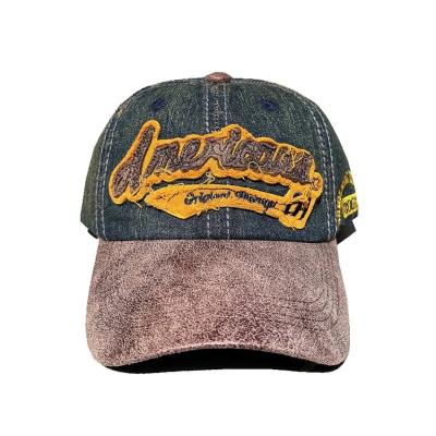 China JOINT Custom Adjustable Wholesale Denim Plain Cotton Vintage Baseball Hat Snapback Washed Hat 6 Panel for sale