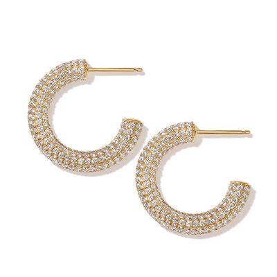 China FASHIONABLE Luxury Shinning Real Gold Plated Stud Earrings For Women Girl Hypoallergenic Zircon Studs Cute Jewelry Earings Jewelry for sale