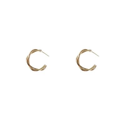 China New Design FASHIONABLE Geometric Rectangle Small Circle Earrings For Women Girls 18K Gold Plated Circles Earring Korean Style Huggie for sale