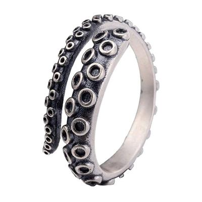 China Vintage 925 Sterling Silver Rings Punk Jewelry 925 Sterling Silver Octopus Tentacle Adjustable Rings for Women Antique Retro Jewelry for sale