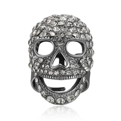 China Luxury Punk Jewelry Black Color Skull Rings For Women Men Skeleton Ring Girls Cocktail Gift Vintage Cocktail Accessories Retro for sale