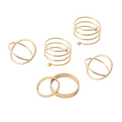 China TRENDY Metal Ring Sets For Women Female Knuckle Rings Jewelry 18K Gold Plated Engagement Jewelry Wedding Band Jewelry for sale