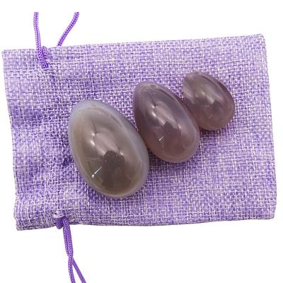 China Yoni Eggs Set Healing Polished Grey Agate Egg Kaigl Vagina Dumbbell Yoni Massage Stones 3 maten voor intiem welzijn Te koop