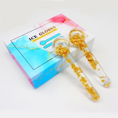 China Cooling Ice Globes 24K Gold Face Massager Roller for Daily Beauty Routines to Reduce Facial Swelling and Dark Circles for sale