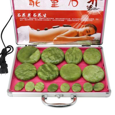 China Massage Tools Olivine Stone Massager Stone With Aluminum Heating Box Heat Massage Kit Basalt Energy Stones For Health Care for sale