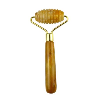 Chine Massageur de visage Jade jaune Roller de jade de pierre précieuse sur mesure pour le massage du visage et du cou à vendre