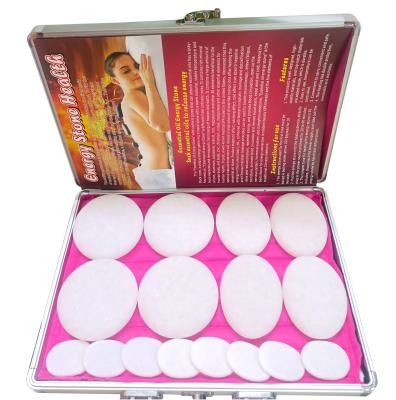 China Musical Function 16pcs White Jade Energy Stone Beauty Massage Heater Spa Essential Oil Massage Box For Personal Health Care for sale