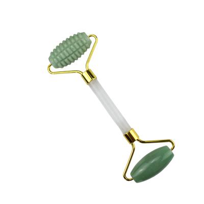 China Custom Logo Green Aventurine Facial Jade Roller Gua Sha Tools Crystal Handle Massager for Face Eye Neck Massage in 2024 for sale