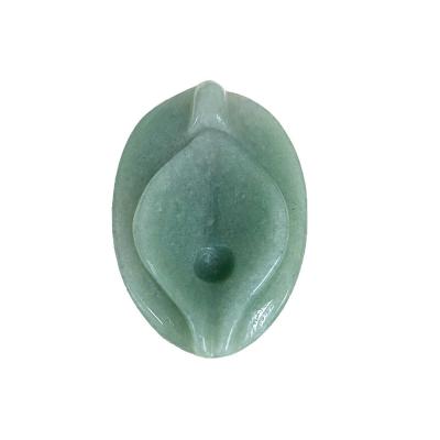 China Jade Vagina Carving Craft Green Natural Healing Fluorite Spirituality Reiki Women Flower Figurine for Products for sale