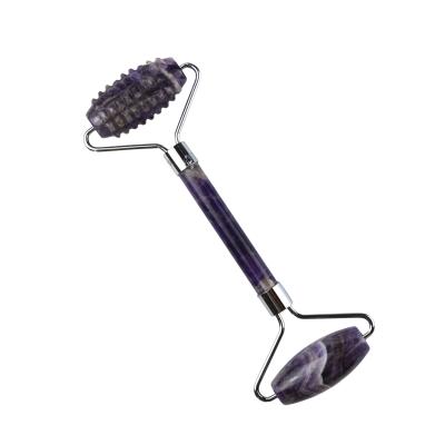 China El producto de tendencia del masaje muscular 2024 Natural Amethyst Facial Roller Guasha 100% Masajista de Jade Natural Para Masajes Faciales Productos de Belleza en venta