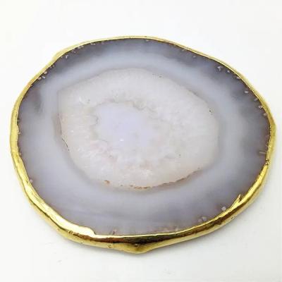 China Características regionais Agate Coaster Grey Slices Polished Crystal Natural Gemstone Flower Pot Engraving Folk Art Carved à venda