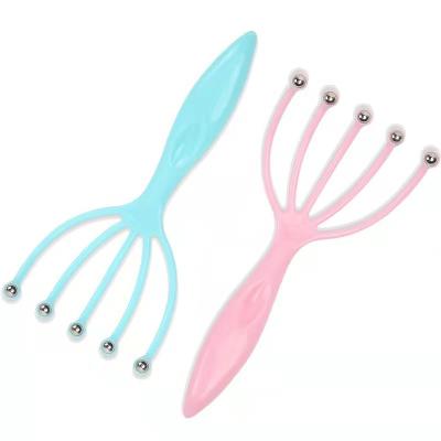 China Blauw/roze Vijf klauw hoofdmassageur Stalen bal voor hoofdhuid ontspanning massagetools 100g hoofdpijnverlichting Meridian Dredging Tools Te koop